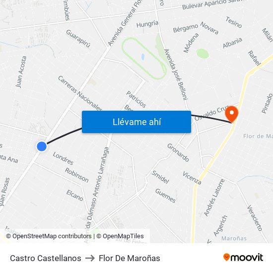 Castro Castellanos to Flor De Maroñas map