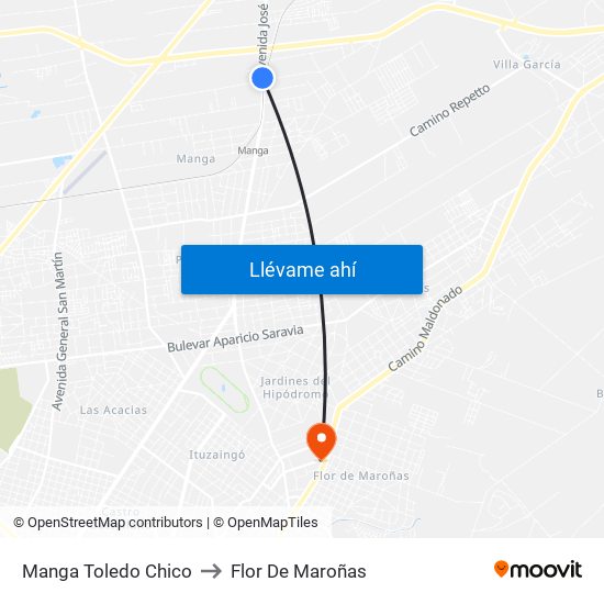 Manga Toledo Chico to Flor De Maroñas map