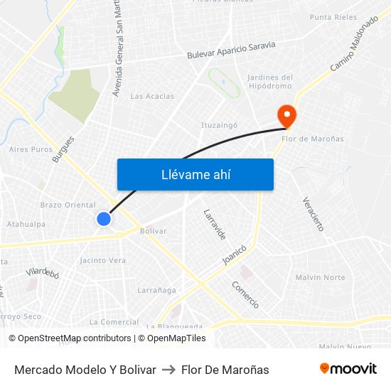 Mercado Modelo Y Bolivar to Flor De Maroñas map