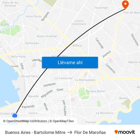 Buenos Aires - Bartolome Mitre to Flor De Maroñas map