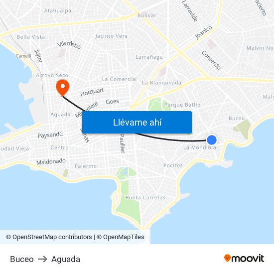 Buceo to Aguada map