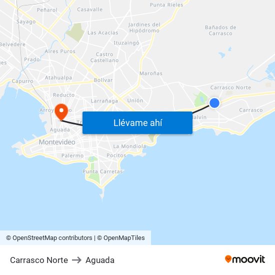 Carrasco Norte to Aguada map