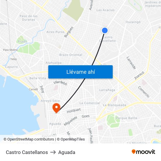 Castro Castellanos to Aguada map