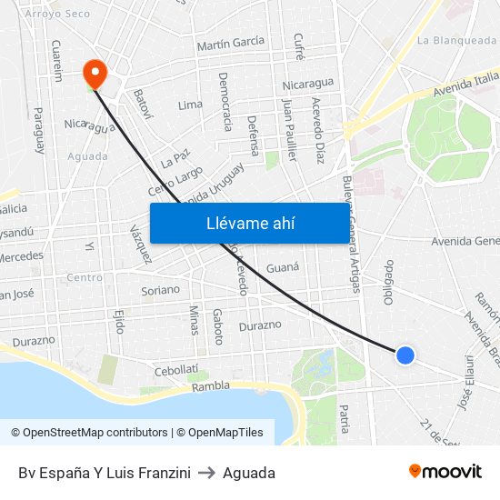 Bv España Y Luis Franzini to Aguada map
