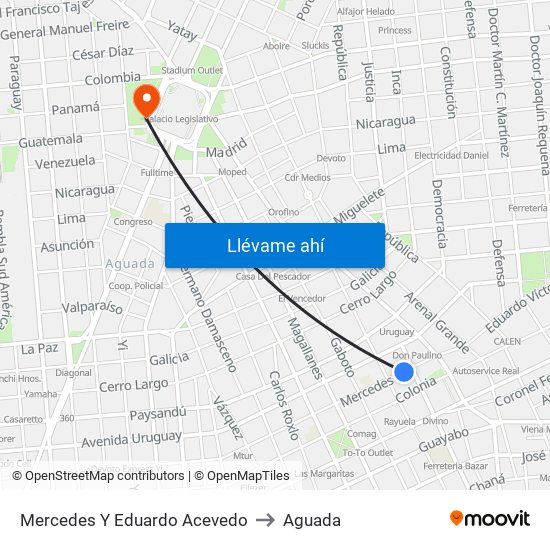 Mercedes Y Eduardo Acevedo to Aguada map