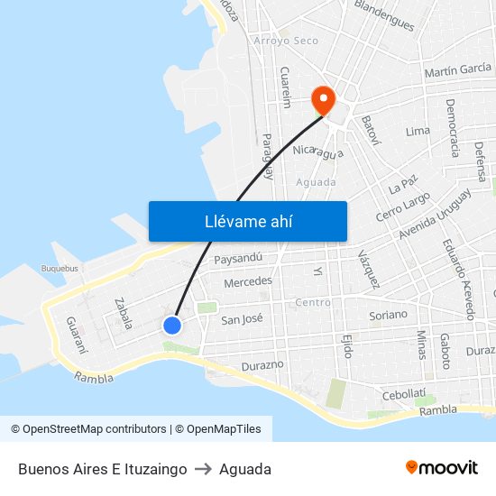 Buenos Aires E Ituzaingo to Aguada map