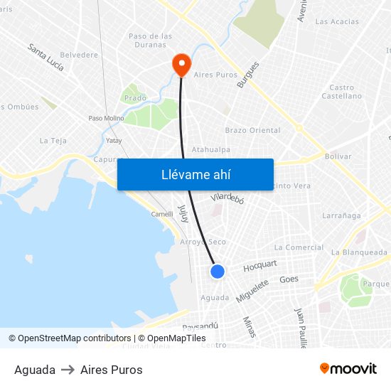 Aguada to Aires Puros map