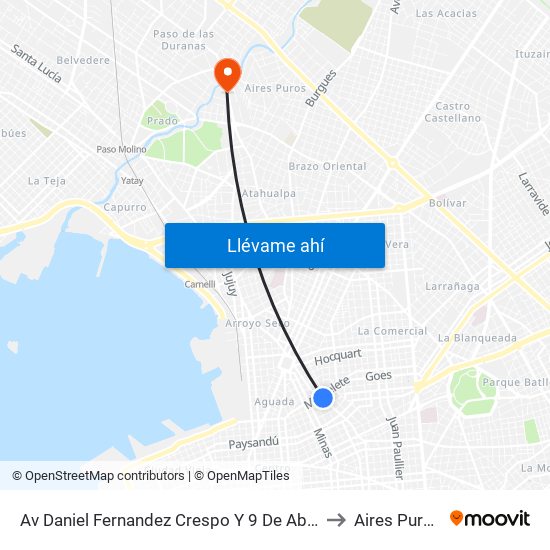 Av Daniel Fernandez Crespo Y 9 De Abril to Aires Puros map