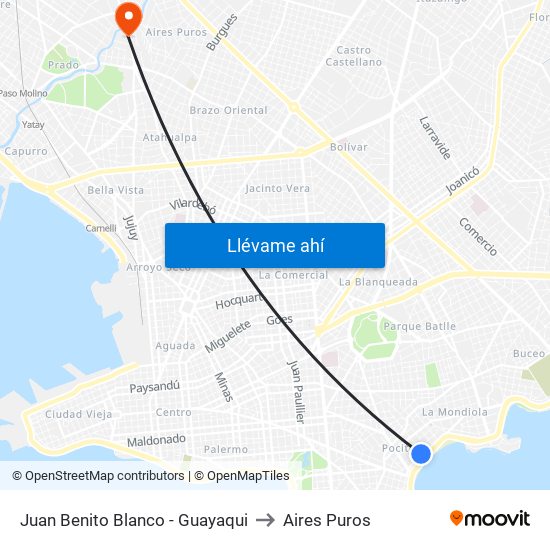 Juan Benito Blanco - Guayaqui to Aires Puros map