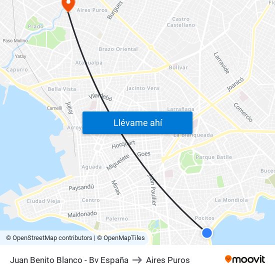 Juan Benito Blanco - Bv España to Aires Puros map