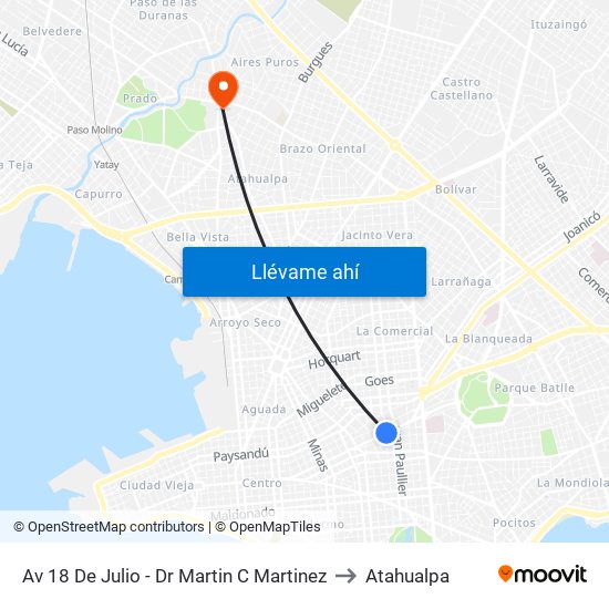 Av 18 De Julio - Dr Martin C Martinez to Atahualpa map
