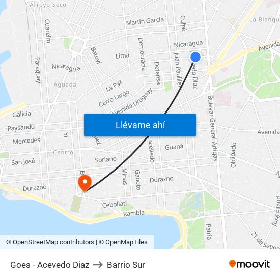 Goes - Acevedo Diaz to Barrio Sur map