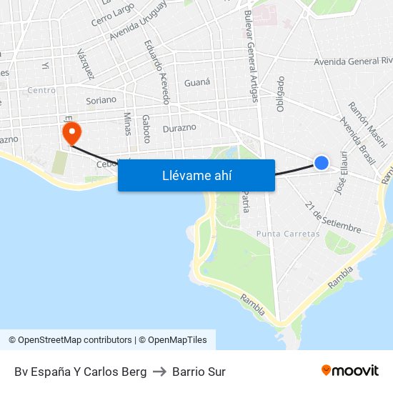 Bv España Y Carlos Berg to Barrio Sur map