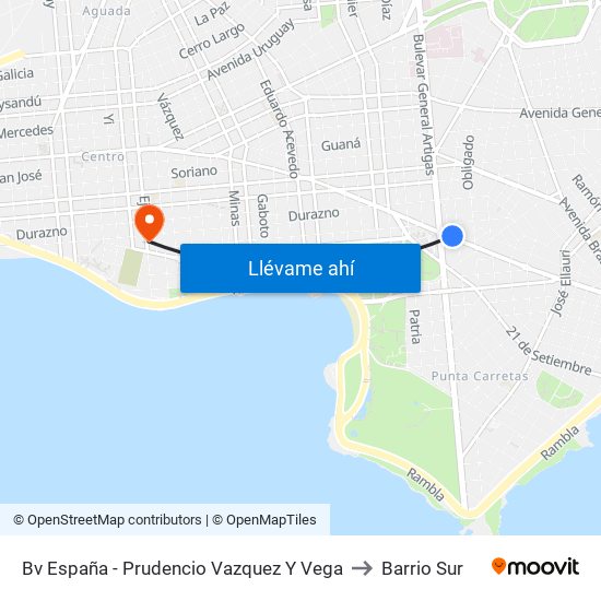 Bv España - Prudencio Vazquez Y Vega to Barrio Sur map