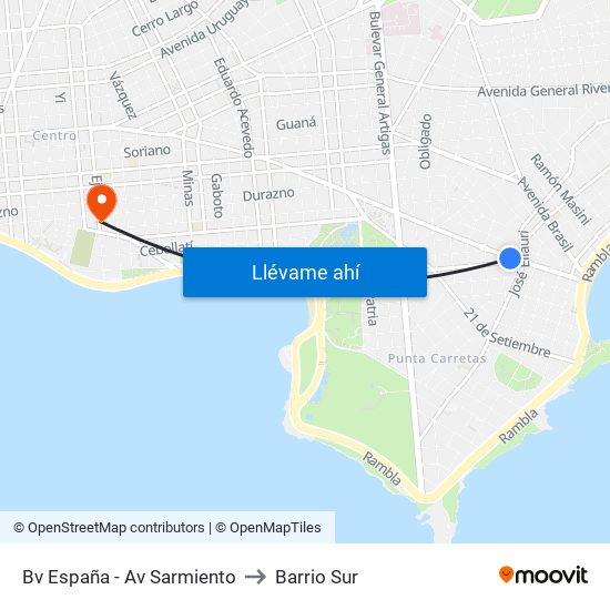 Bv España - Av Sarmiento to Barrio Sur map