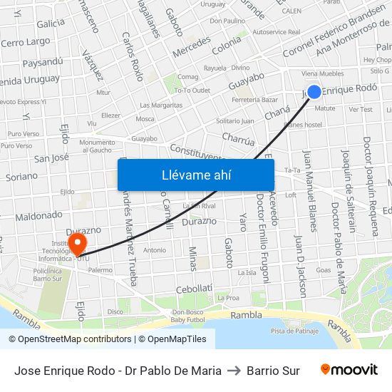 Jose Enrique Rodo - Dr Pablo De Maria to Barrio Sur map