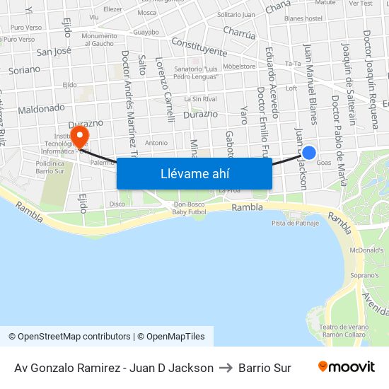 Av Gonzalo Ramirez - Juan D Jackson to Barrio Sur map