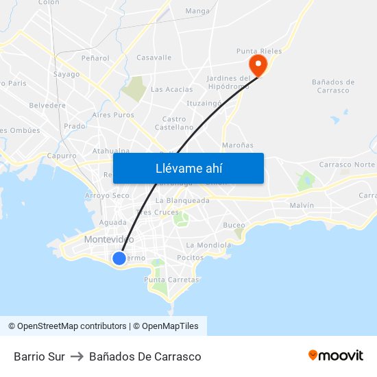 Barrio Sur to Bañados De Carrasco map