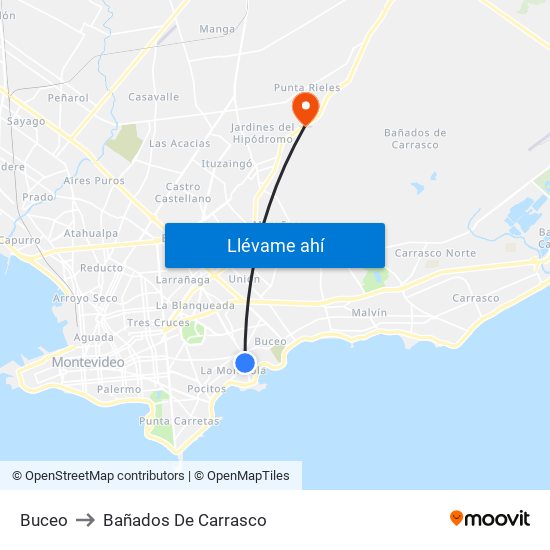 Buceo to Bañados De Carrasco map