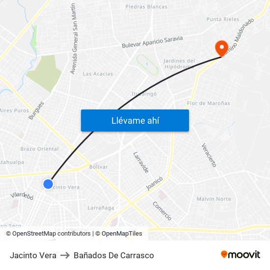 Jacinto Vera to Bañados De Carrasco map