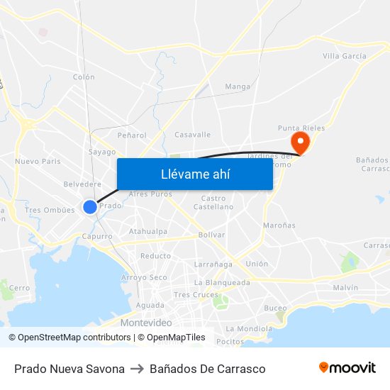 Prado Nueva Savona to Bañados De Carrasco map