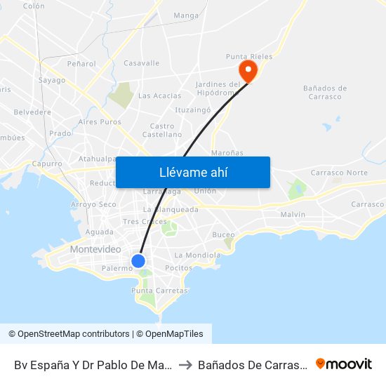 Bv España Y Dr Pablo De Maria to Bañados De Carrasco map
