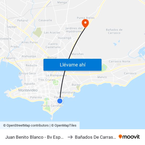 Juan Benito Blanco - Bv España to Bañados De Carrasco map