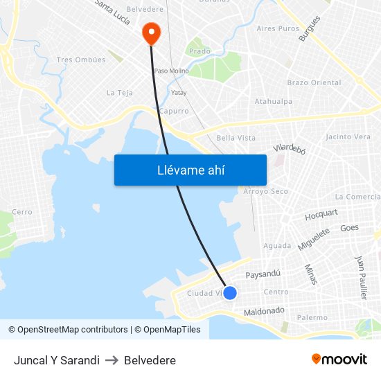 Juncal Y Sarandi to Belvedere map
