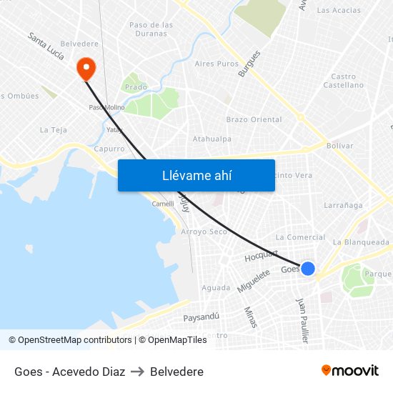 Goes - Acevedo Diaz to Belvedere map