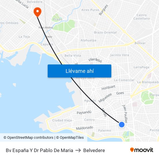 Bv España Y Dr Pablo De Maria to Belvedere map