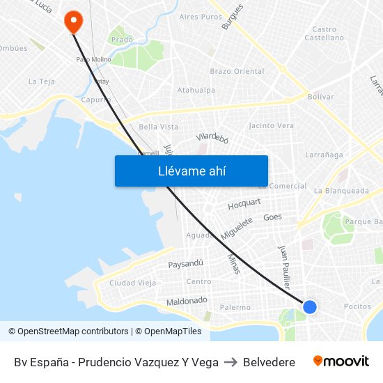 Bv España - Prudencio Vazquez Y Vega to Belvedere map