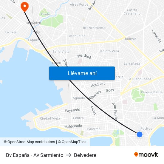 Bv España - Av Sarmiento to Belvedere map