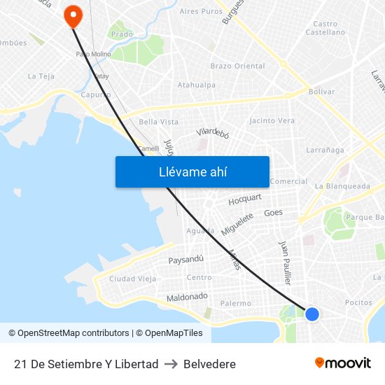 21 De Setiembre Y Libertad to Belvedere map