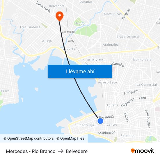 Mercedes - Rio Branco to Belvedere map
