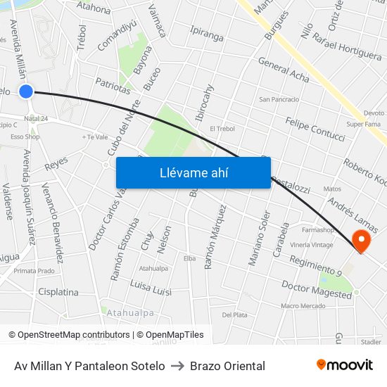 Av Millan Y Pantaleon Sotelo to Brazo Oriental map