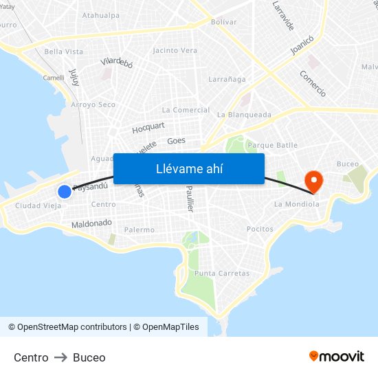 Centro to Buceo map