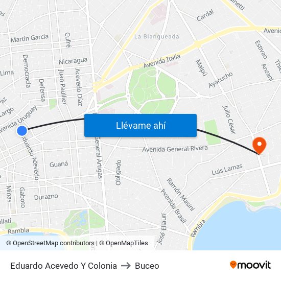 Eduardo Acevedo Y Colonia to Buceo map