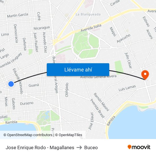 Jose Enrique Rodo - Magallanes to Buceo map
