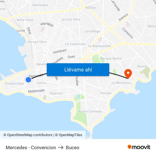 Mercedes - Convencion to Buceo map