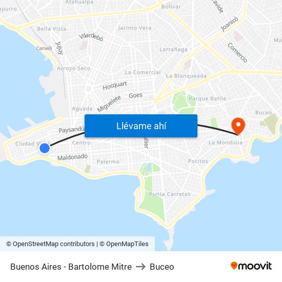 Buenos Aires - Bartolome Mitre to Buceo map