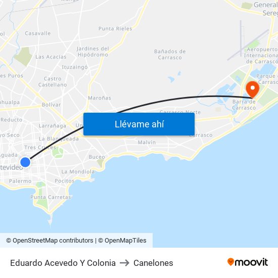 Eduardo Acevedo Y Colonia to Canelones map