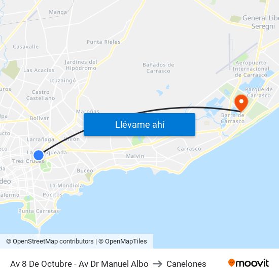 Av 8 De Octubre - Av Dr Manuel Albo to Canelones map