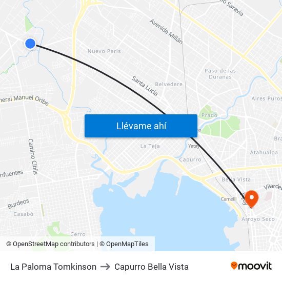 La Paloma Tomkinson to Capurro Bella Vista map