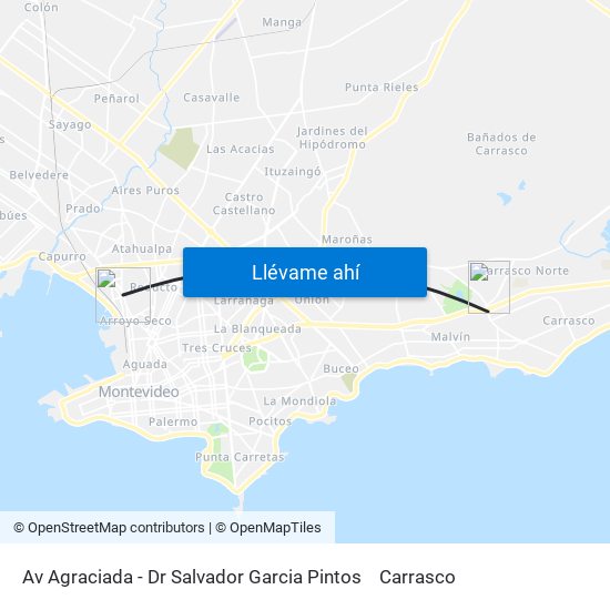 Av Agraciada - Dr Salvador Garcia Pintos to Carrasco map