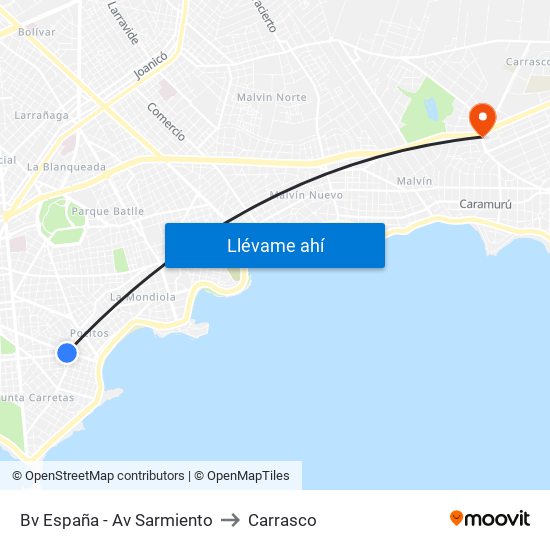 Bv España - Av Sarmiento to Carrasco map