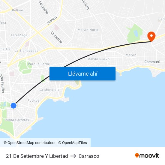 21 De Setiembre Y Libertad to Carrasco map