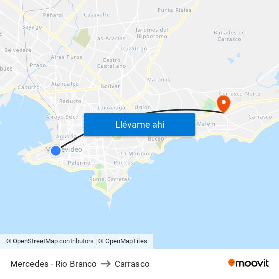 Mercedes - Rio Branco to Carrasco map