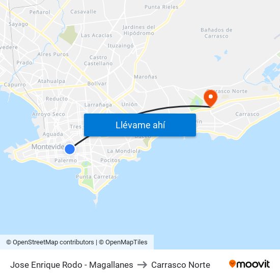 Jose Enrique Rodo - Magallanes to Carrasco Norte map