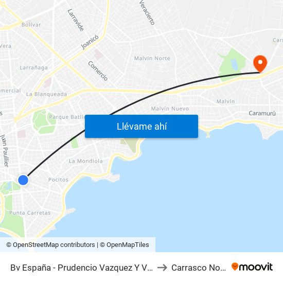Bv España - Prudencio Vazquez Y Vega to Carrasco Norte map