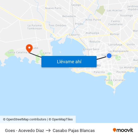 Goes - Acevedo Diaz to Casabo Pajas Blancas map